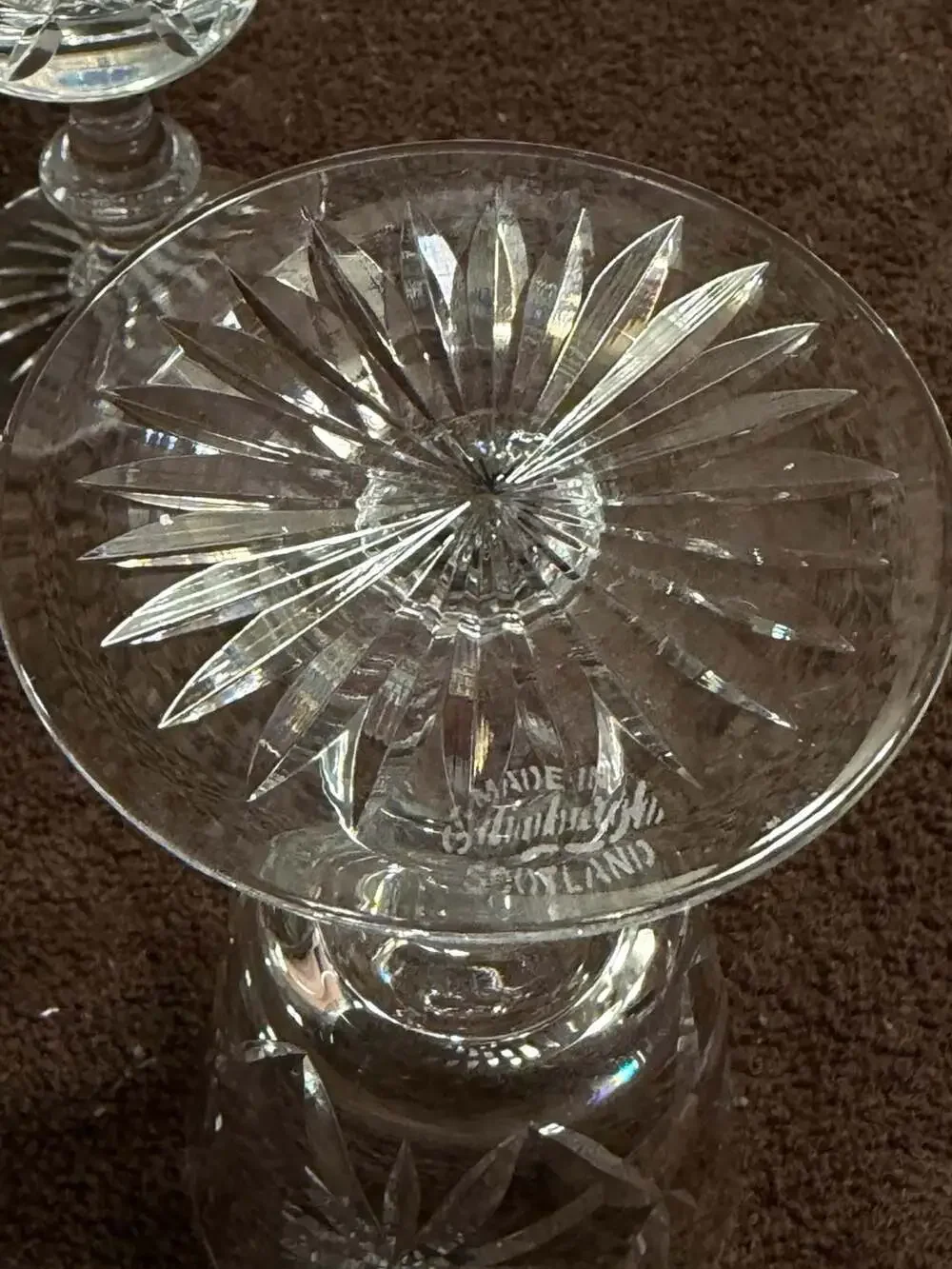 Set of 6 Vintage Edinburgh Crystal 'Star of Edinburgh' Cut Crystal Wine Glasses